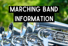 Marching Band Info with a photo of trumpets
